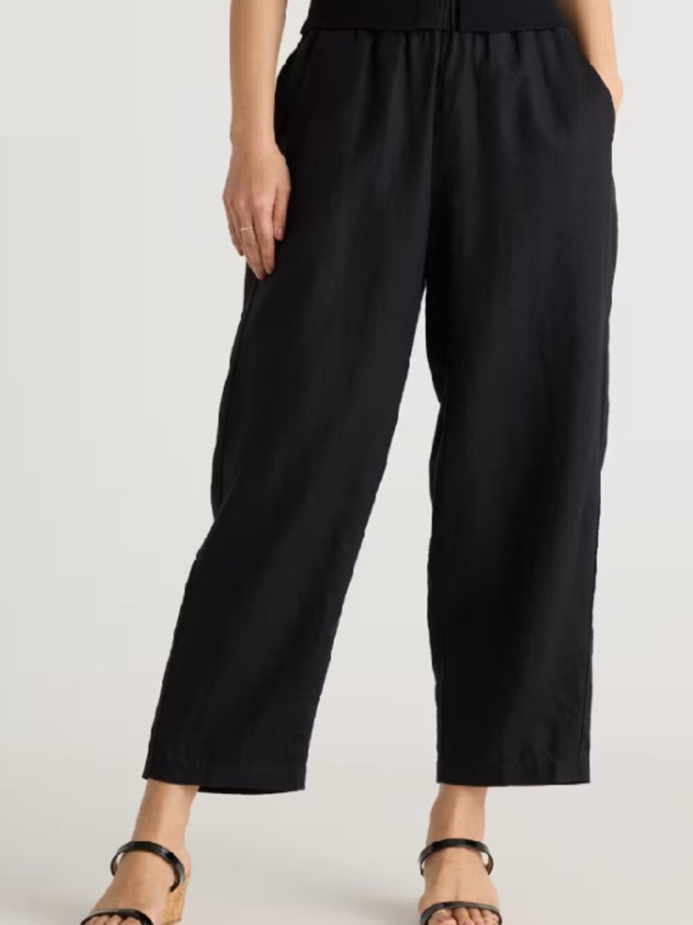 Quince Women's 100% Linen European Flax Fiber Sustainable Pants Black Medium